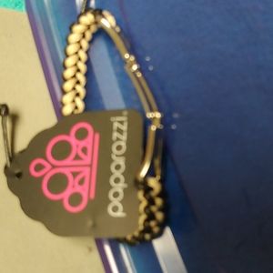 Paparazzi 2-tone leather bracelet with silver accents